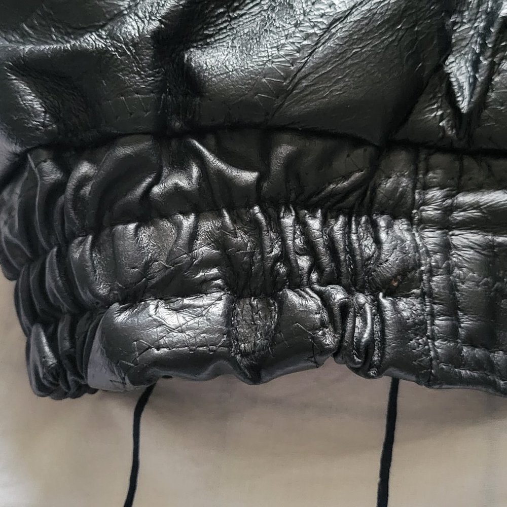 Napoline Leather Outfitters men's genuine black leather bomber jacket large NWOT - Picture 2 of 7